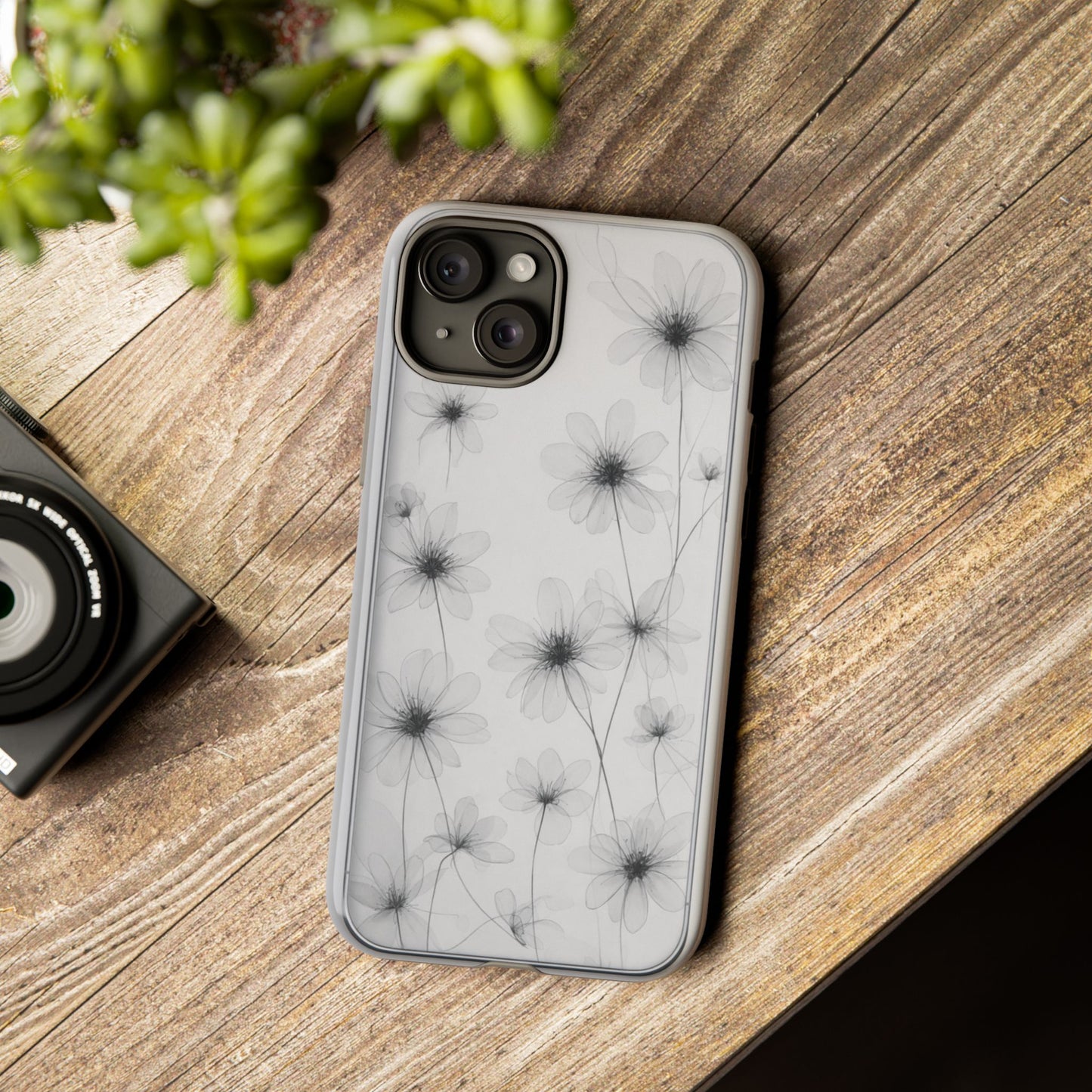 Tough Case — Black & White Floral Tough Phone Case
