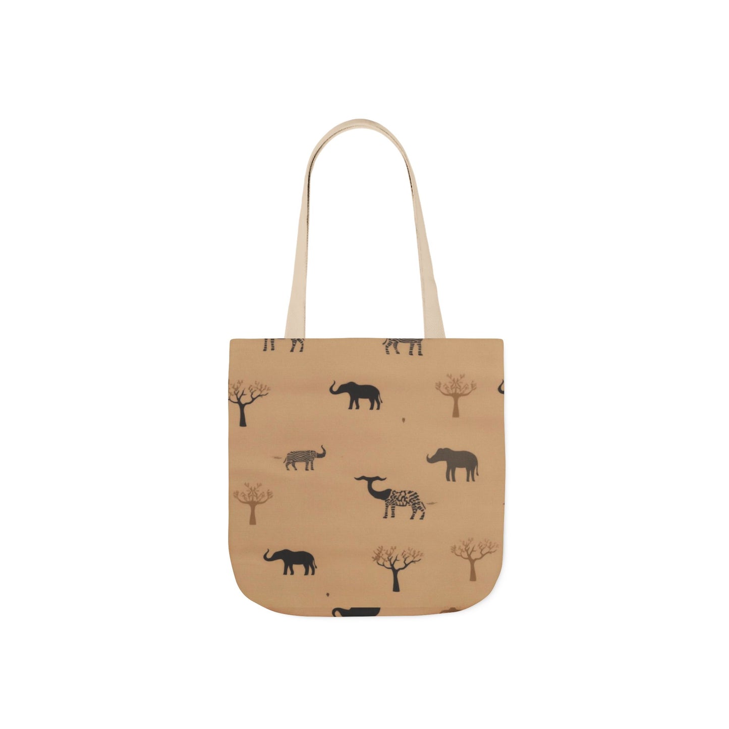 Elephant Safari Canvas Tote — Neutral Animal Print Beach & Market Bag