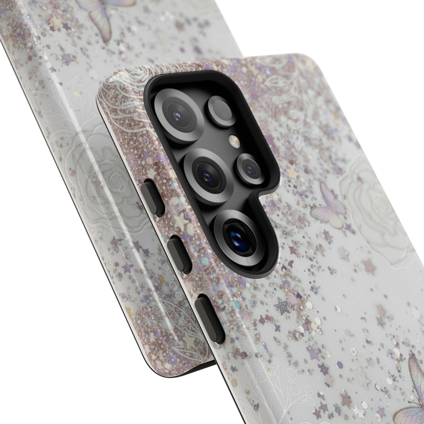 Butterfly Glitter Tough Phone Case — Floral Sparkle Protective Case