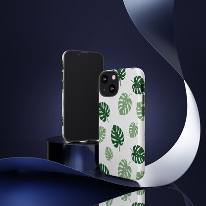 Monstera Leaf Phone Case — Tropical Green Pattern Tough Case