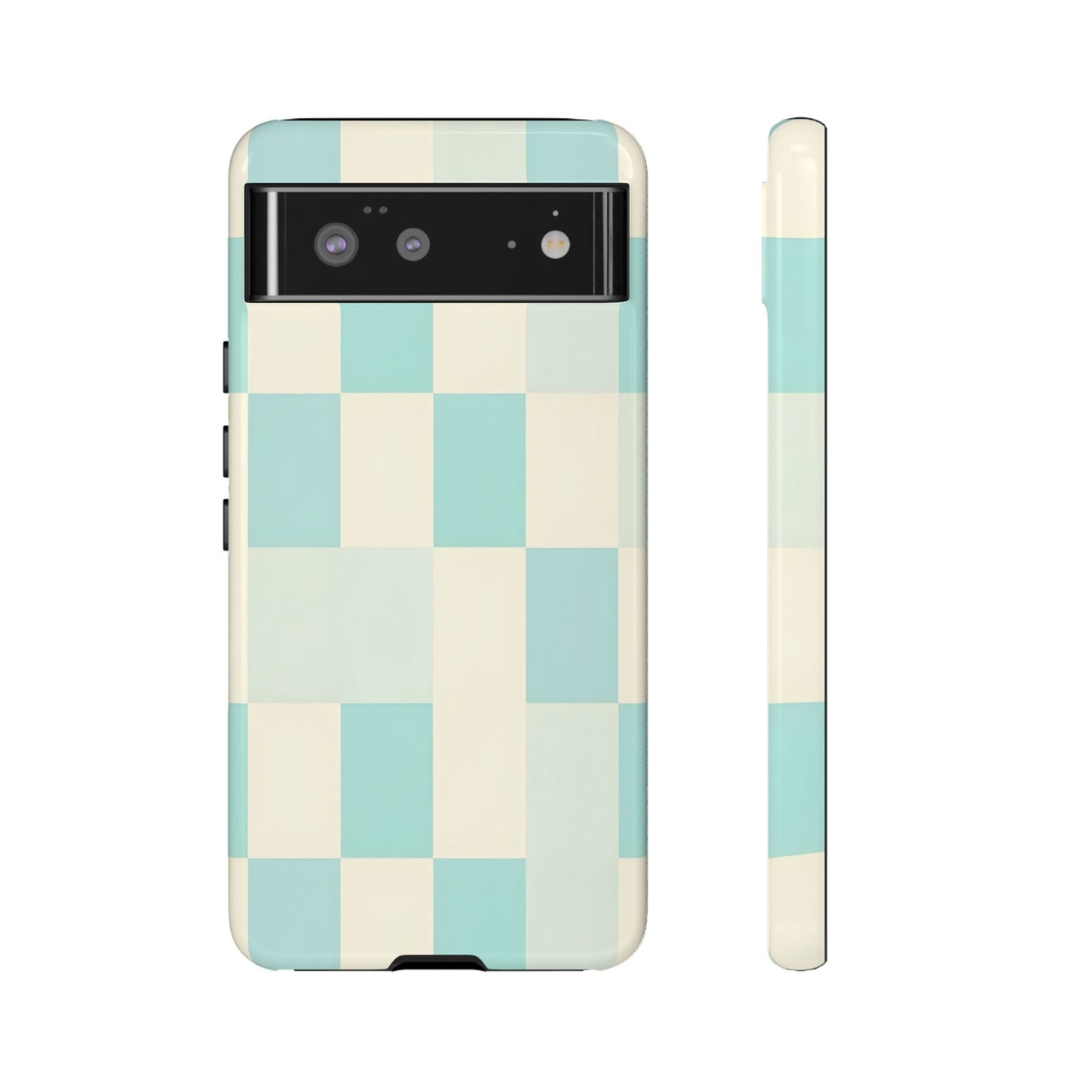 Pastel Checkerboard Tough Case – Mint & Cream Protective Phone Cover