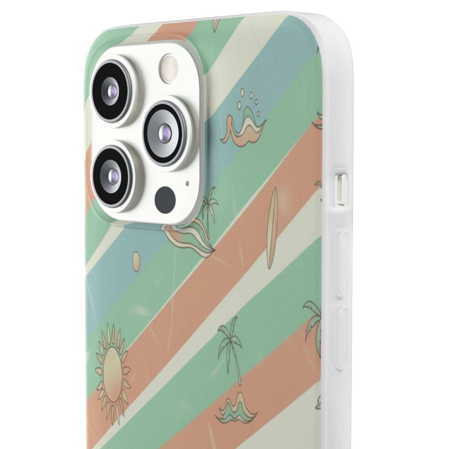 Beach Vibes Phone Case — Retro Pastel Surf & Palm Protective Flexi Case