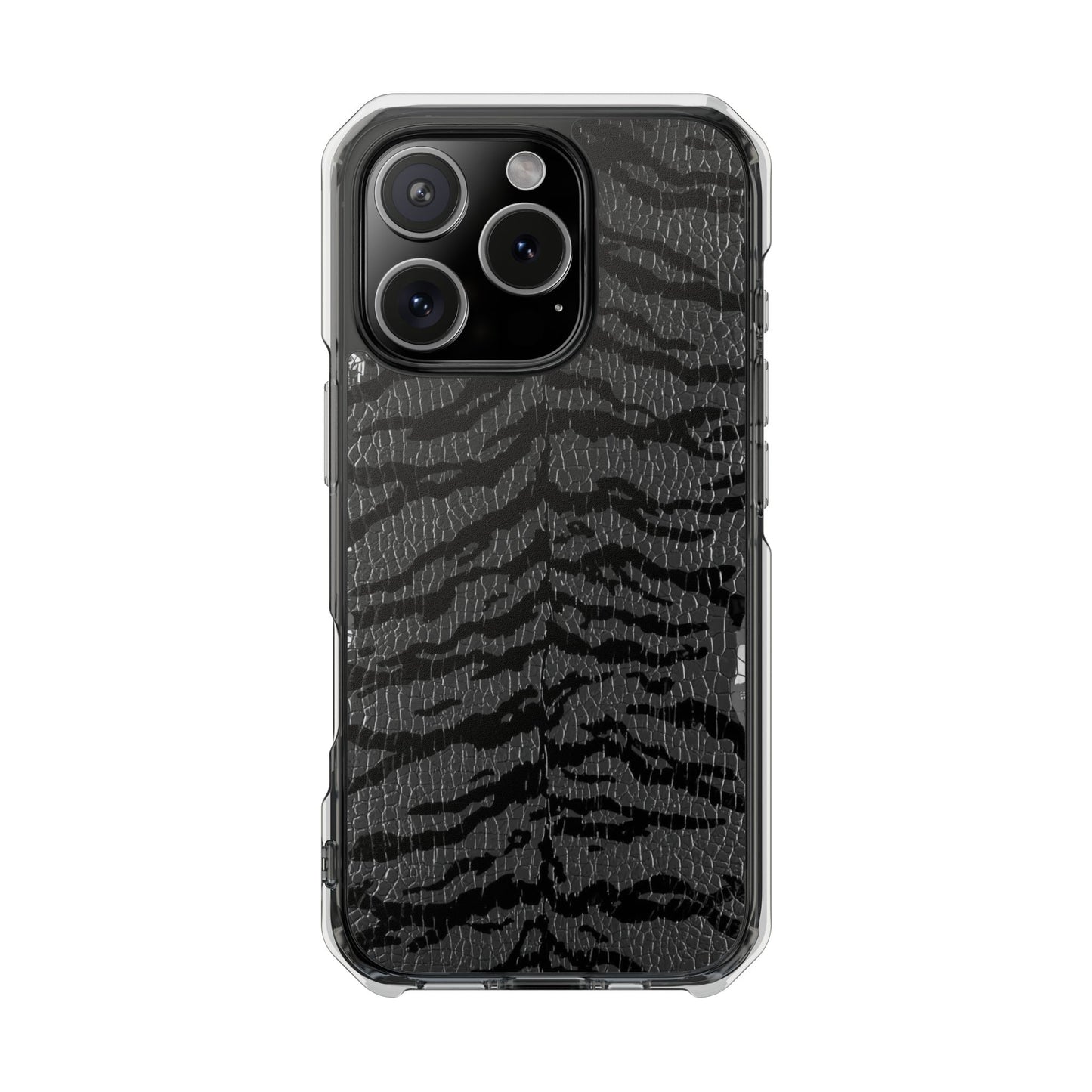 Clear Magnetic Impact Phone Case — Black Tiger Stripe