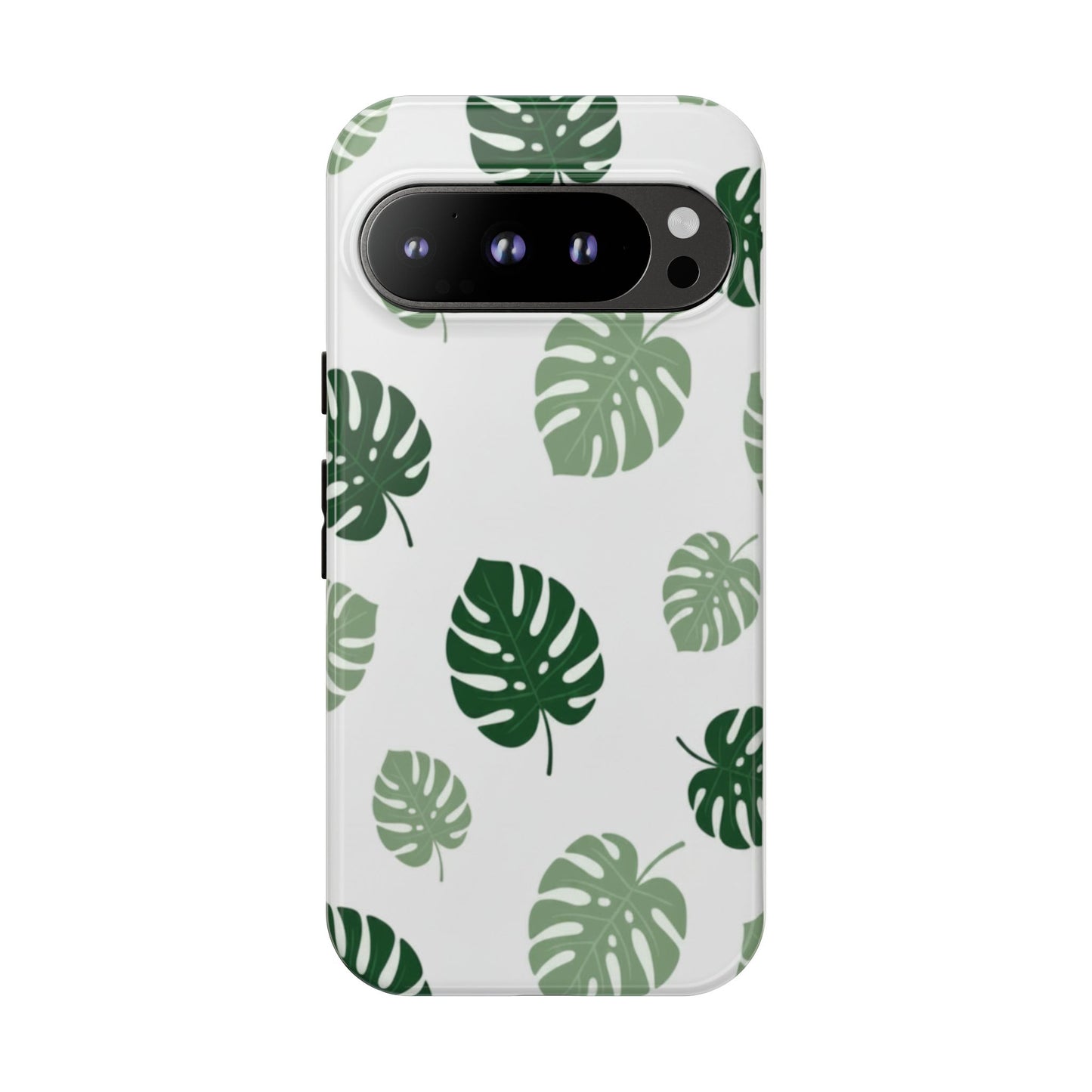 Monstera Leaf Tough Phone Case – Tropical Green Palm Pattern Protective Cover