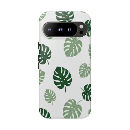 Monstera Leaf Tough Phone Case – Tropical Green Palm Pattern Protective Cover
