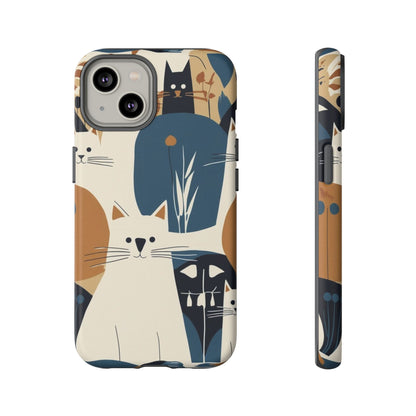 Cat Pattern Phone Case – Retro Abstract Cats Protective iPhone Cover