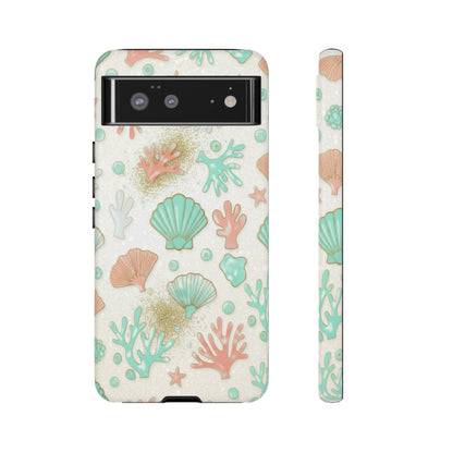 Seashell Coral Phone Case — Pastel Beach Shells Protective Tough Case