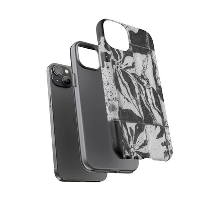 Monochrome Tile Floral Tough Phone Case