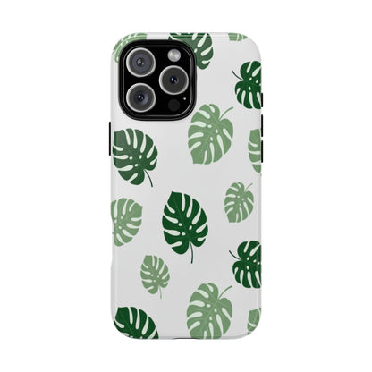 Monstera Leaf Phone Case — Tropical Green Pattern Tough Case