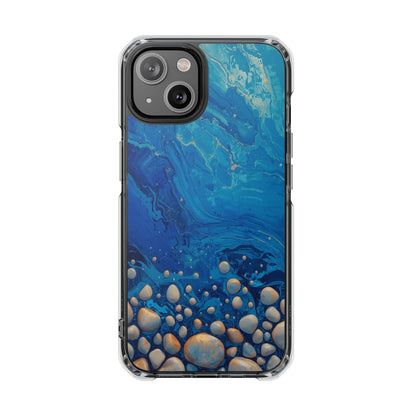 Clear Magnetic Phone Case — Blue Ocean Pebble Design
