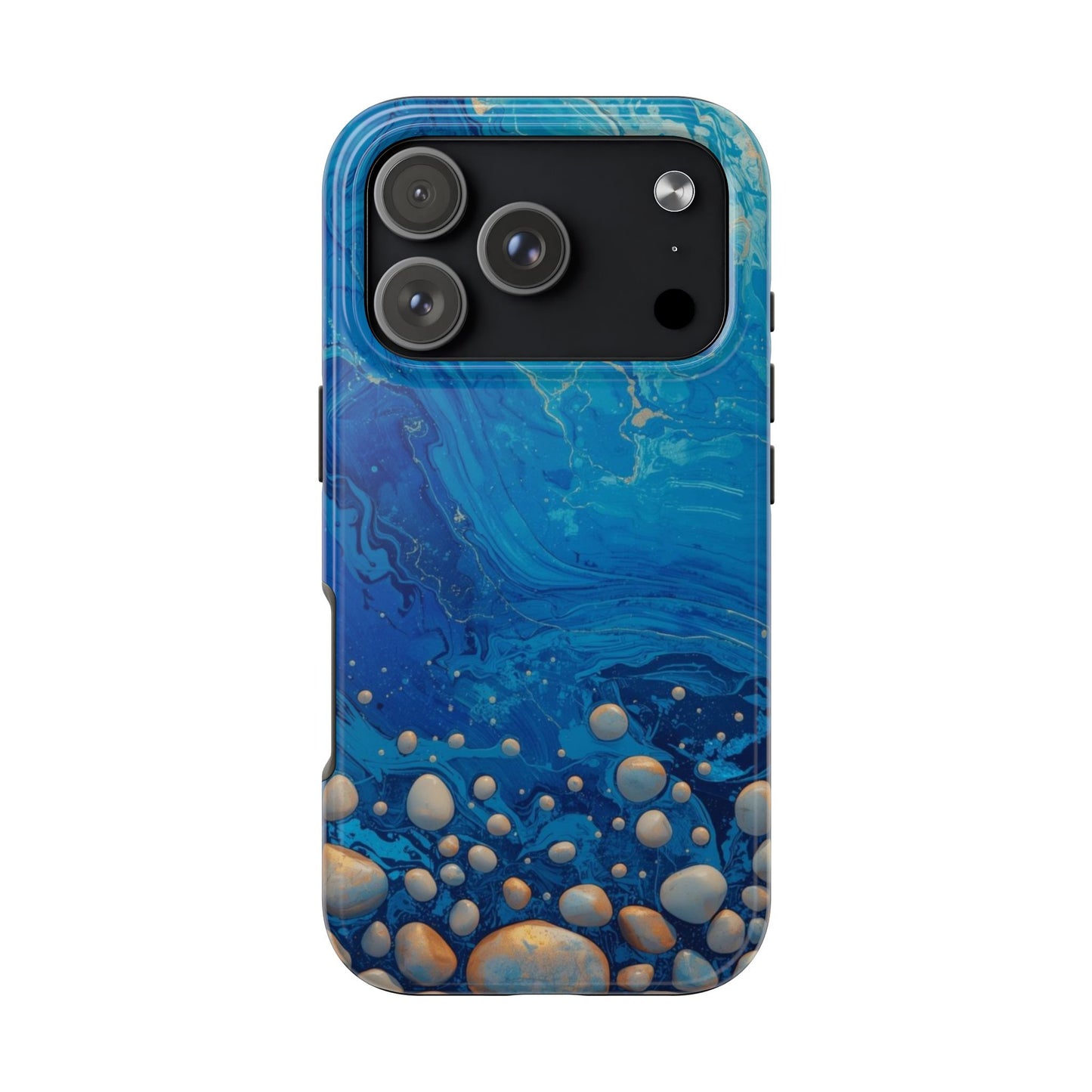 Blue Ocean Pebble Tough Phone Case — Protective Artistic Marble Design