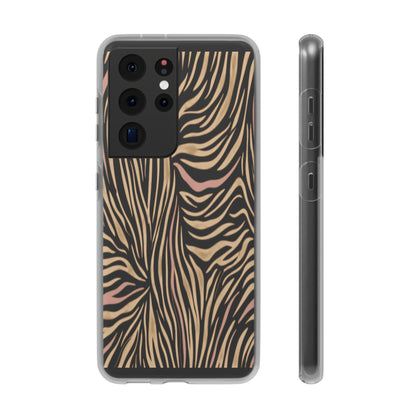 Neutral Zebra Print Flexi Case — Beige & Rose Gold Animal Pattern Phone Cover