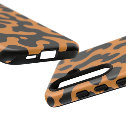 Leopard Print Phone Case — Orange & Black Tough Pattern Protective Cover