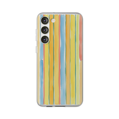 Watercolor Stripe Phone Case — Bright Pastel Vertical Stripes Protective Flexi Case