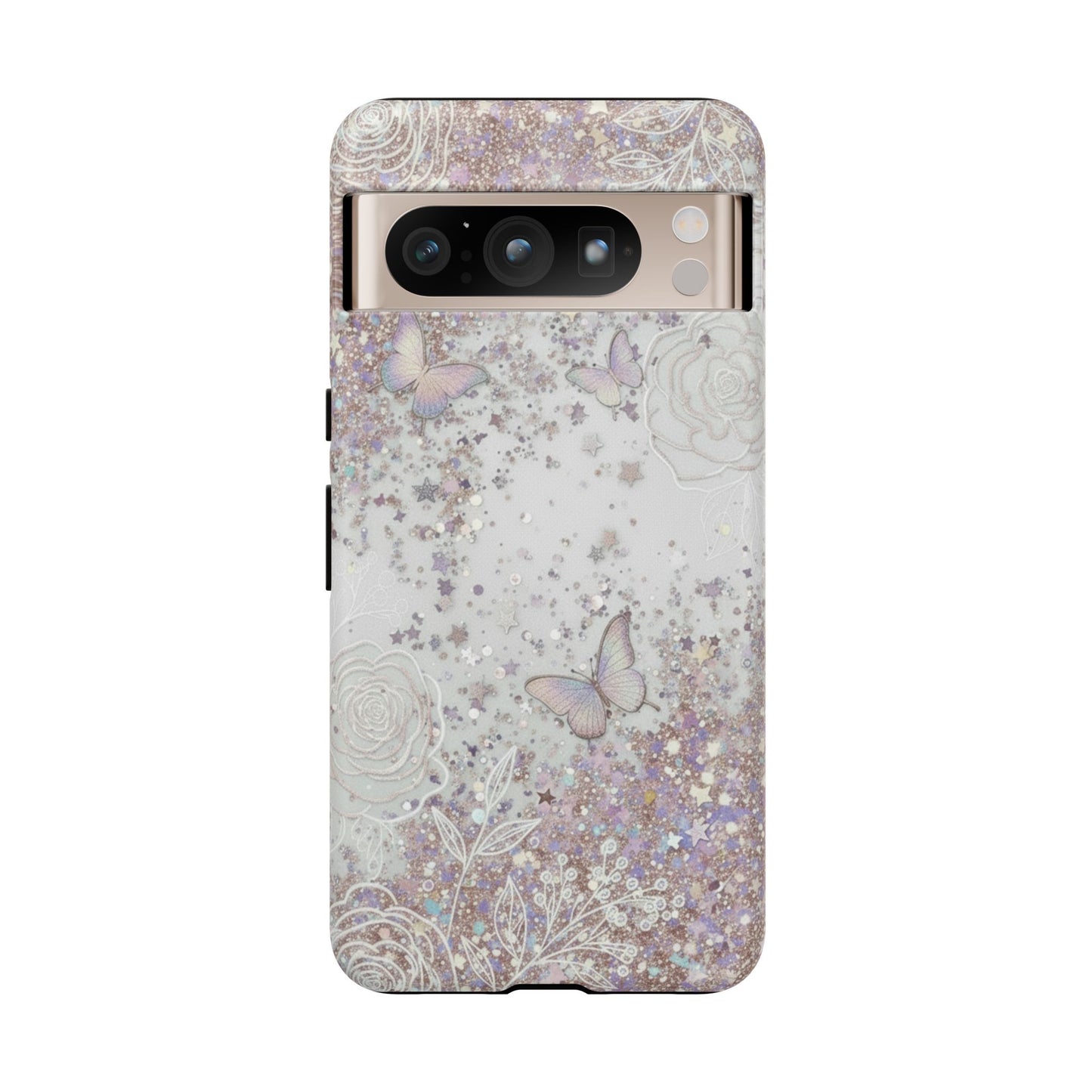 Butterfly Glitter Tough Phone Case — Floral Sparkle Protective Case