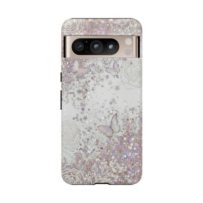Butterfly Glitter Tough Phone Case — Floral Sparkle Protective Case