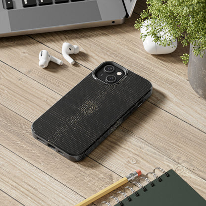 Tough Phone Case — Black Textured Metallic Dot Shield