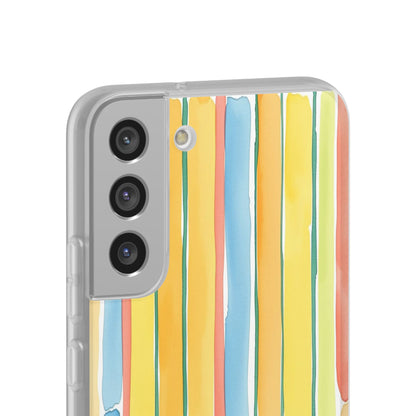 Watercolor Stripe Phone Case — Bright Pastel Vertical Stripes Protective Flexi Case