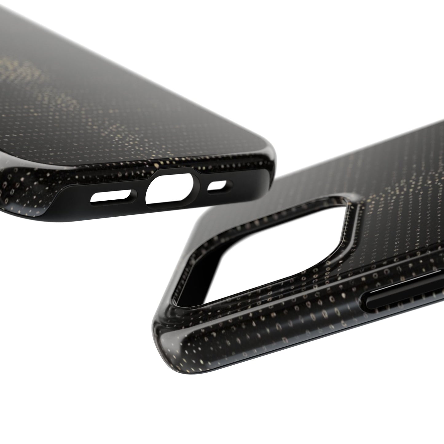 Tough Phone Case — Black Textured Metallic Dot Shield