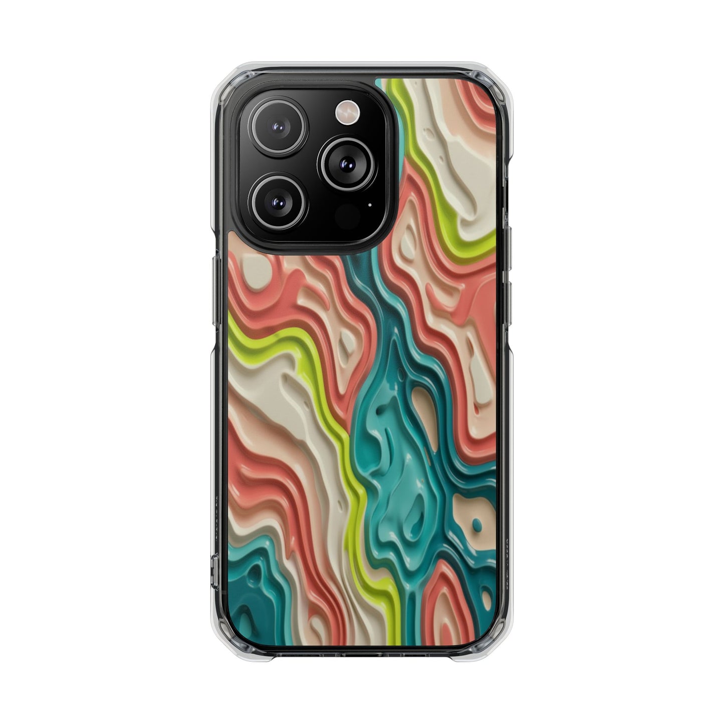 Clear Magnetic Phone Case — Colorful Abstract Layered Swirl Design