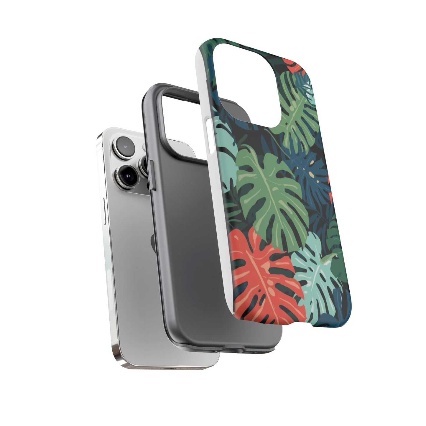 Tropical Monstera Phone Case — Colorful Leaf Protective Tough Case