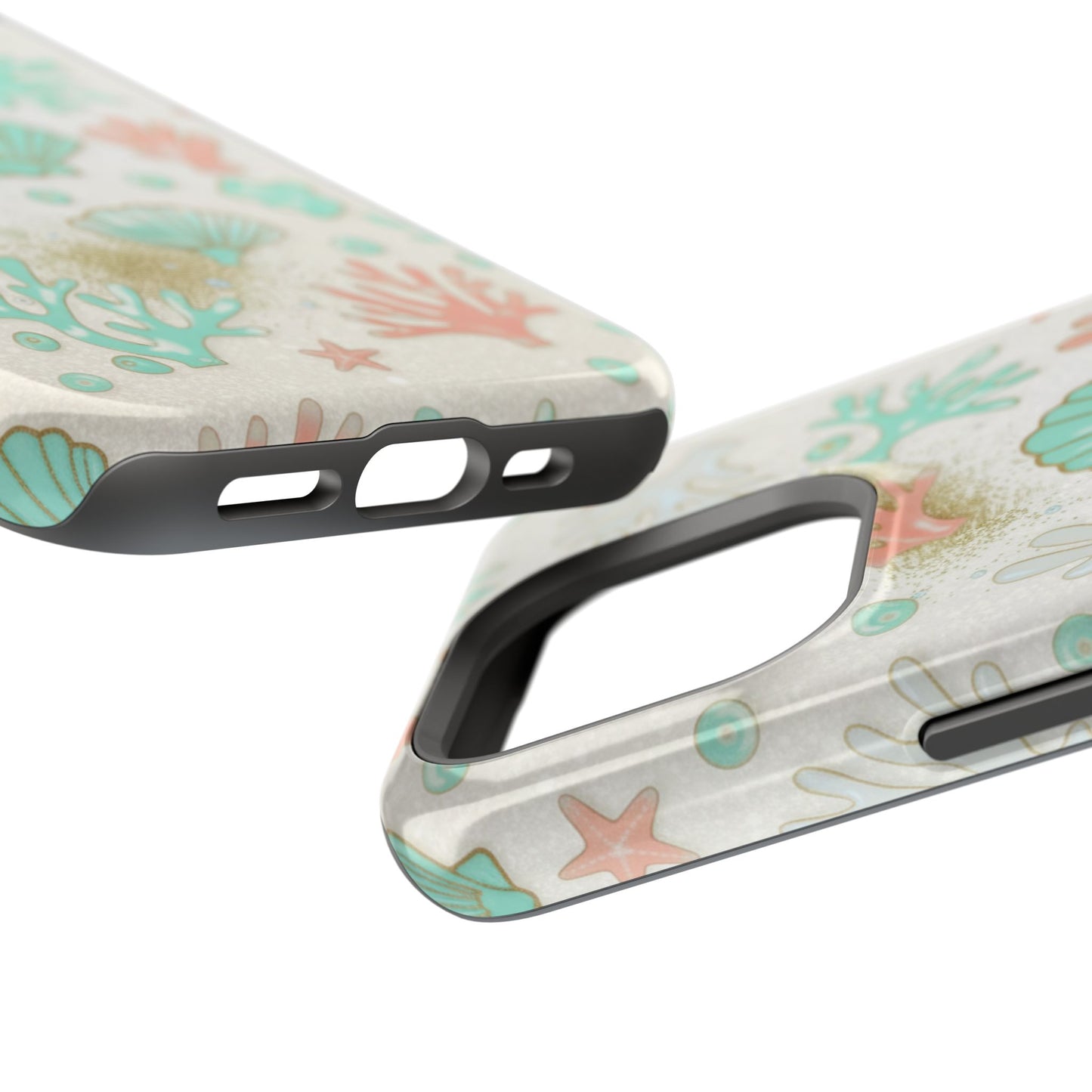 Sea Shells Magnetic Impact Phone Case — Pastel Coral & Teal Beach Design