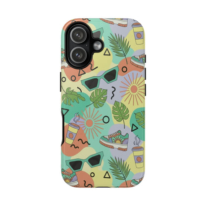 Tropical Summer Phone Case — Retro Sunglasses, Sneakers & Palm Pattern