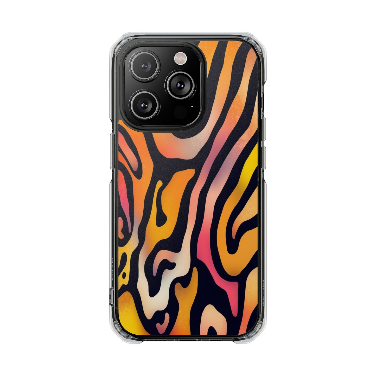 Clear Impact Phone Case — Vibrant Orange Zebra Pattern (Magnetic Compatible)