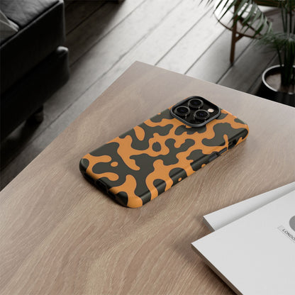 Leopard Print Phone Case — Orange & Black Tough Pattern Protective Cover