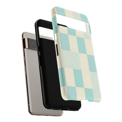 Pastel Checkerboard Tough Case – Mint & Cream Protective Phone Cover