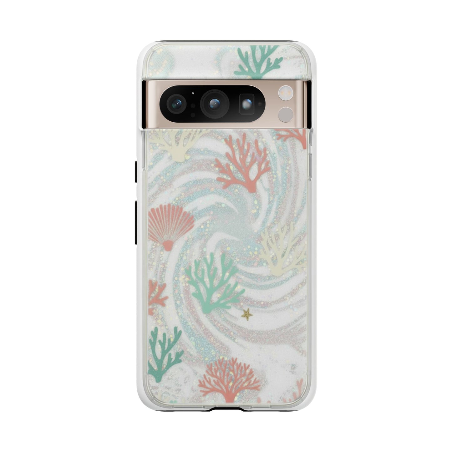 Seafoam Coral Tough Phone Case - Pastel Ocean Wave Design