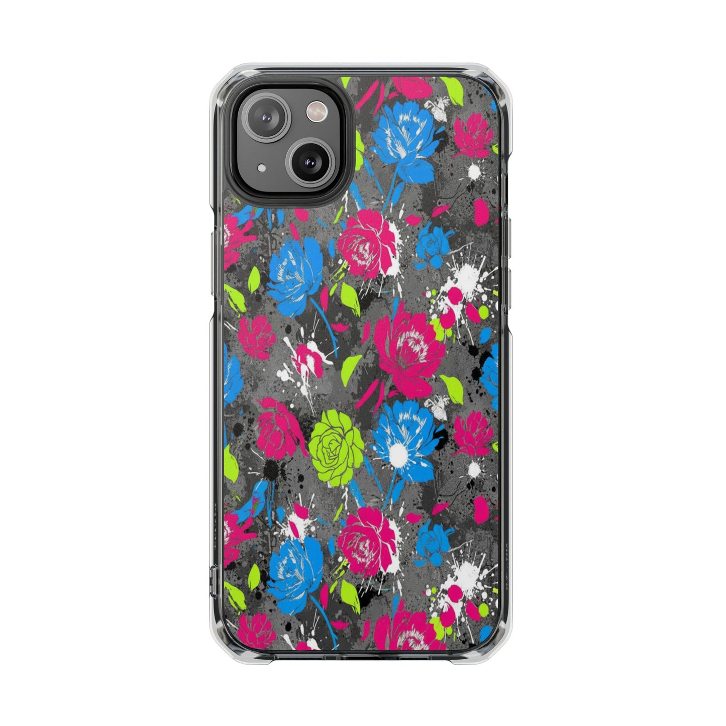 Copy of Clear Magnetic Phone Case — Bright Tropical Floral Impact Protection