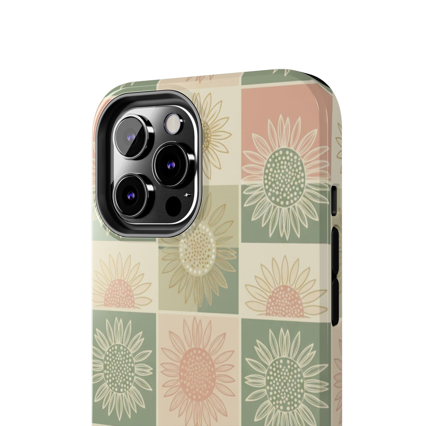 Copy of Copy of Sunflower Check iPhone Tough Phone Case — Retro Pastel Floral Protective Cover