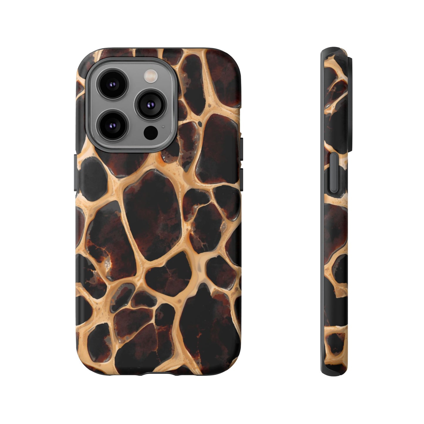 Phone Case — Brown Leather Dot Texture Rugged Protective Cover
