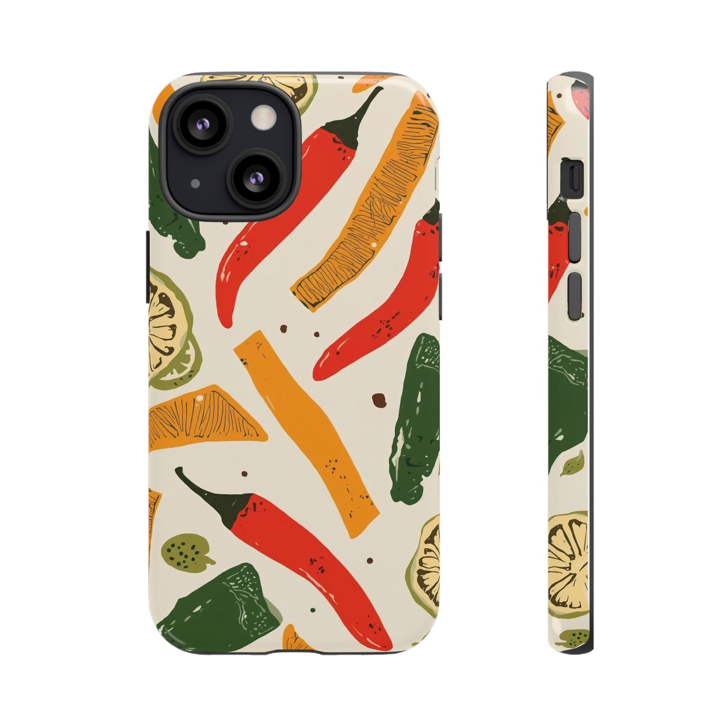 Spicy Peppers Phone Case – Colorful Chili, Lime & Citrus Pattern