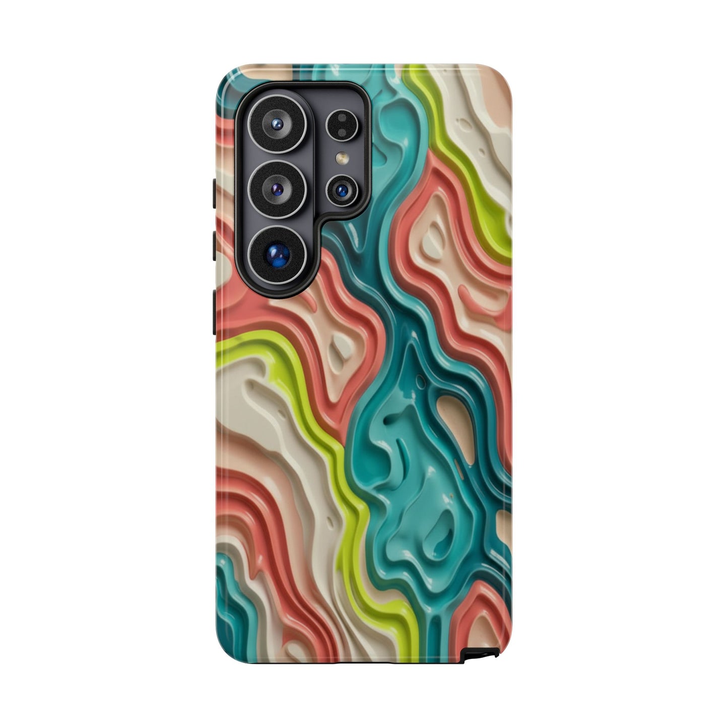 Abstract Contour Phone Case — Colorful Topographic Pattern Tough Case