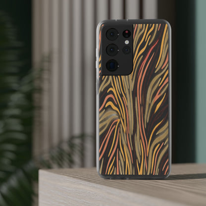 Marbled Neutral Stripe Phone Case — Abstract Beige & Terracotta Flexi Case