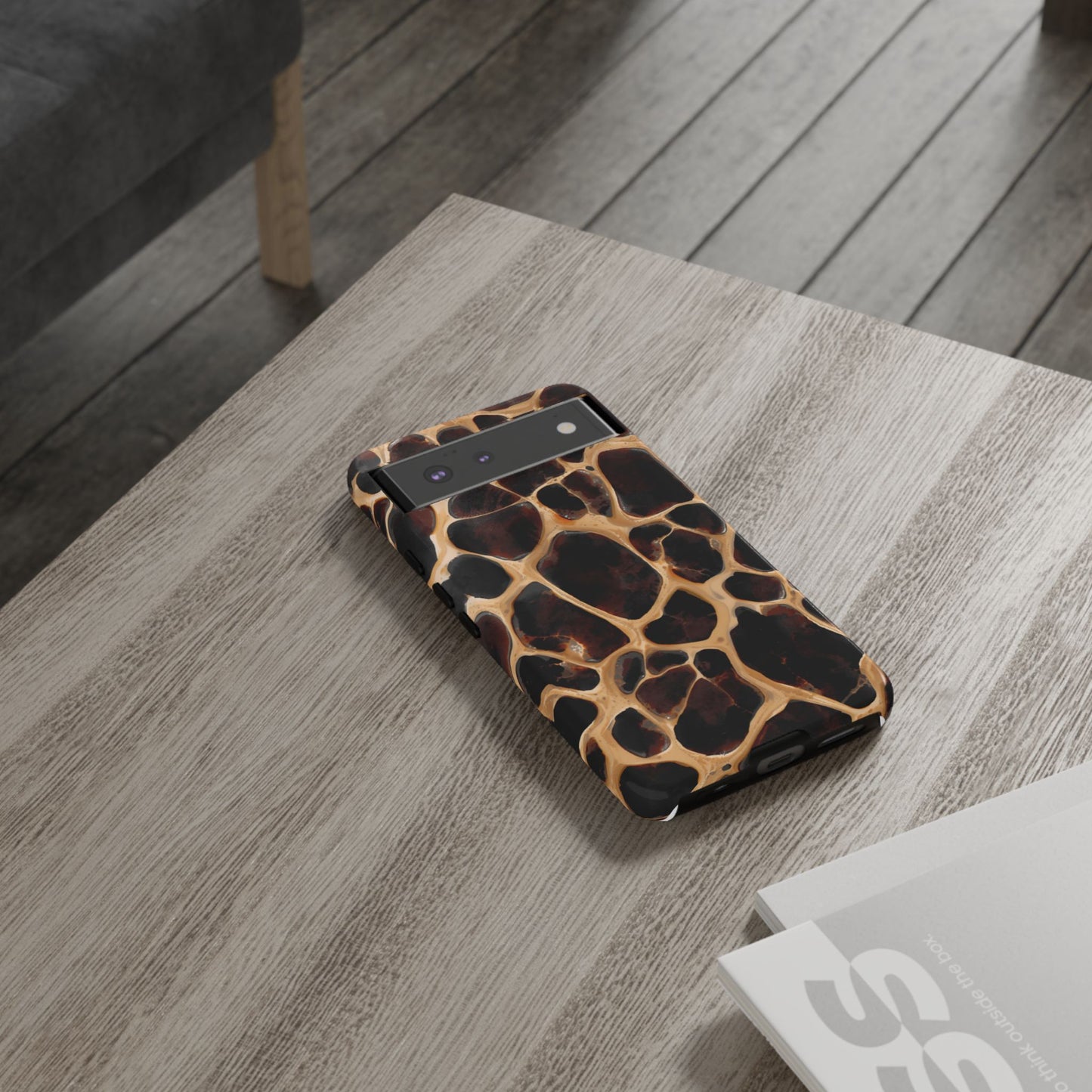 Phone Case — Brown Leather Dot Texture Rugged Protective Cover