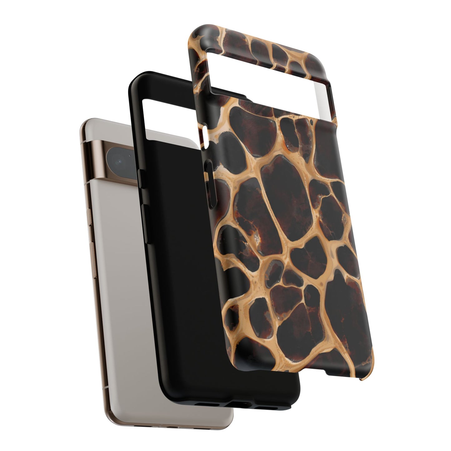 Phone Case — Brown Leather Dot Texture Rugged Protective Cover
