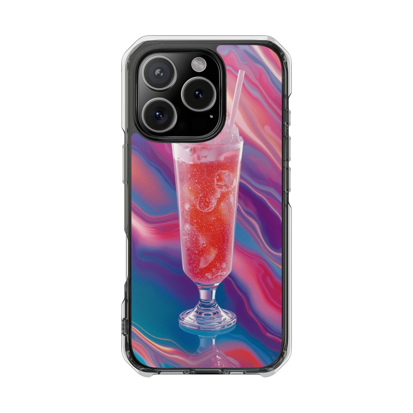 Clear Magnetic Phone Case — Retro Pink Soda Float Design