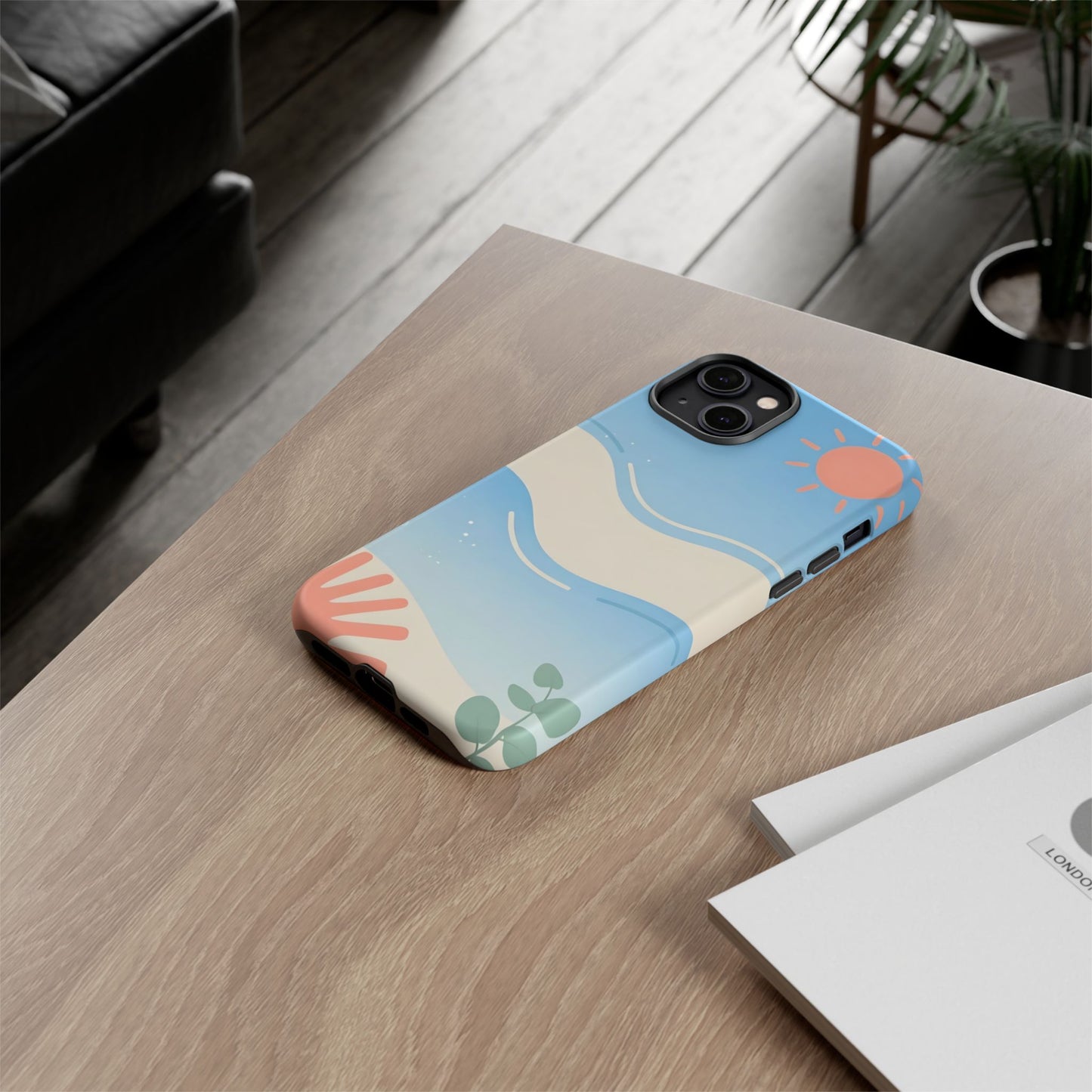 Beach Waves Tough Phone Case — Summer Sun & Seashell Protective Cover