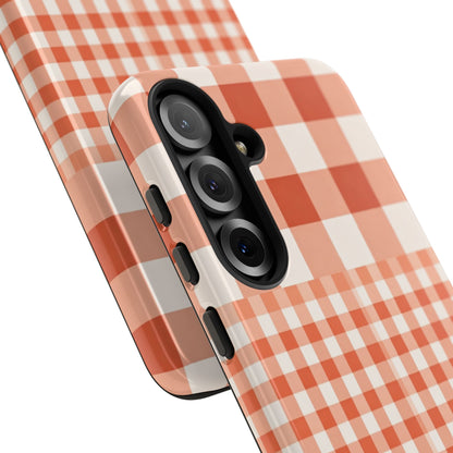 Buffalo Check Tough Phone Case — Orange Gingham Protective Cover