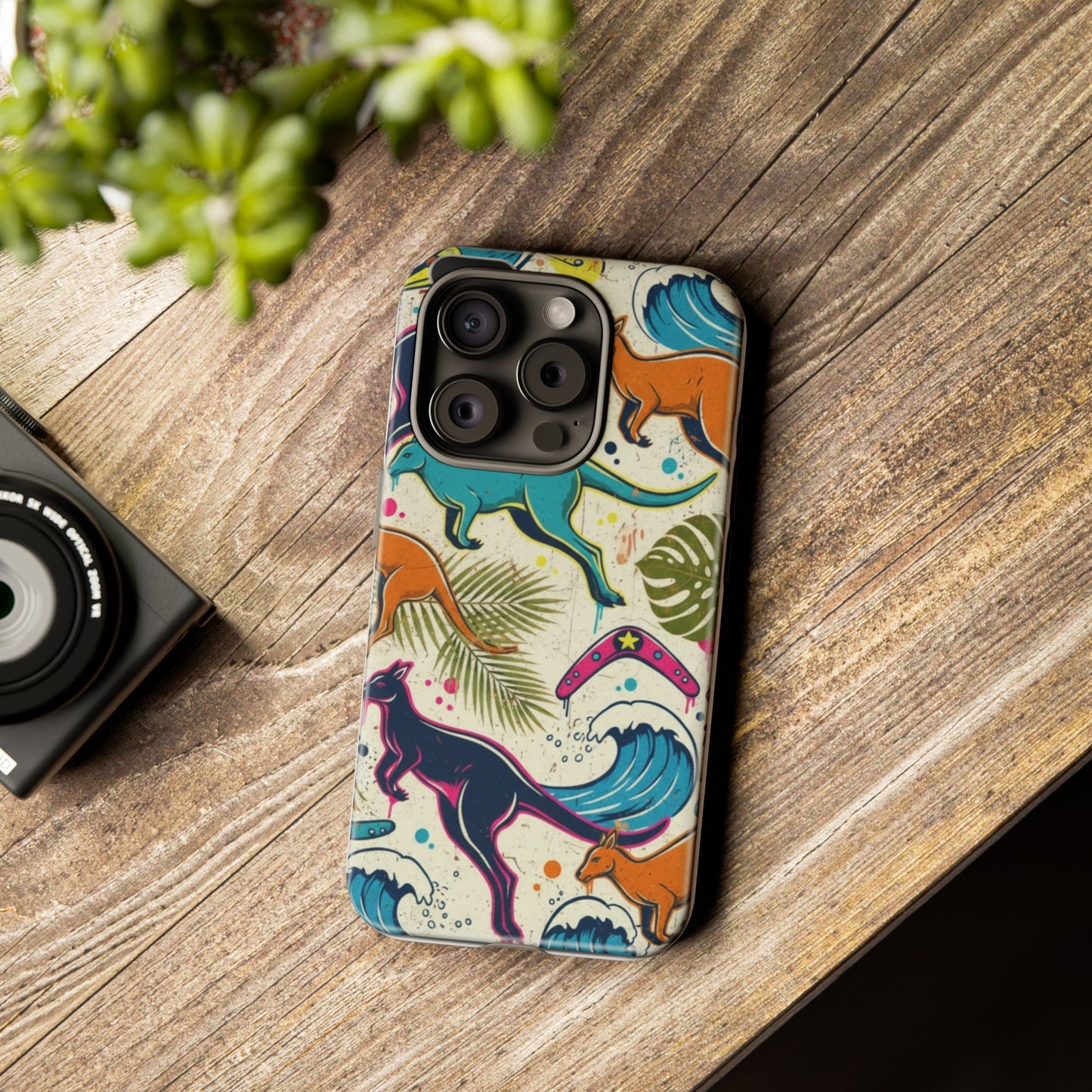 Tough Cases — Colorful Surfing Kangaroo Phone Case