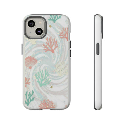 Seafoam Coral Tough Phone Case - Pastel Ocean Wave Design