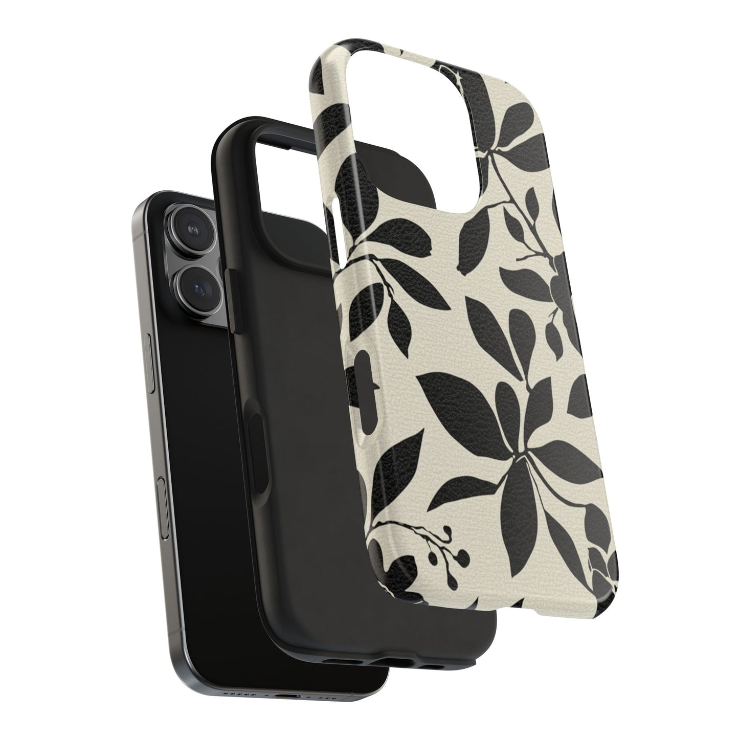 Tough Phone Case — Black Floral Silhouette Protective Cover