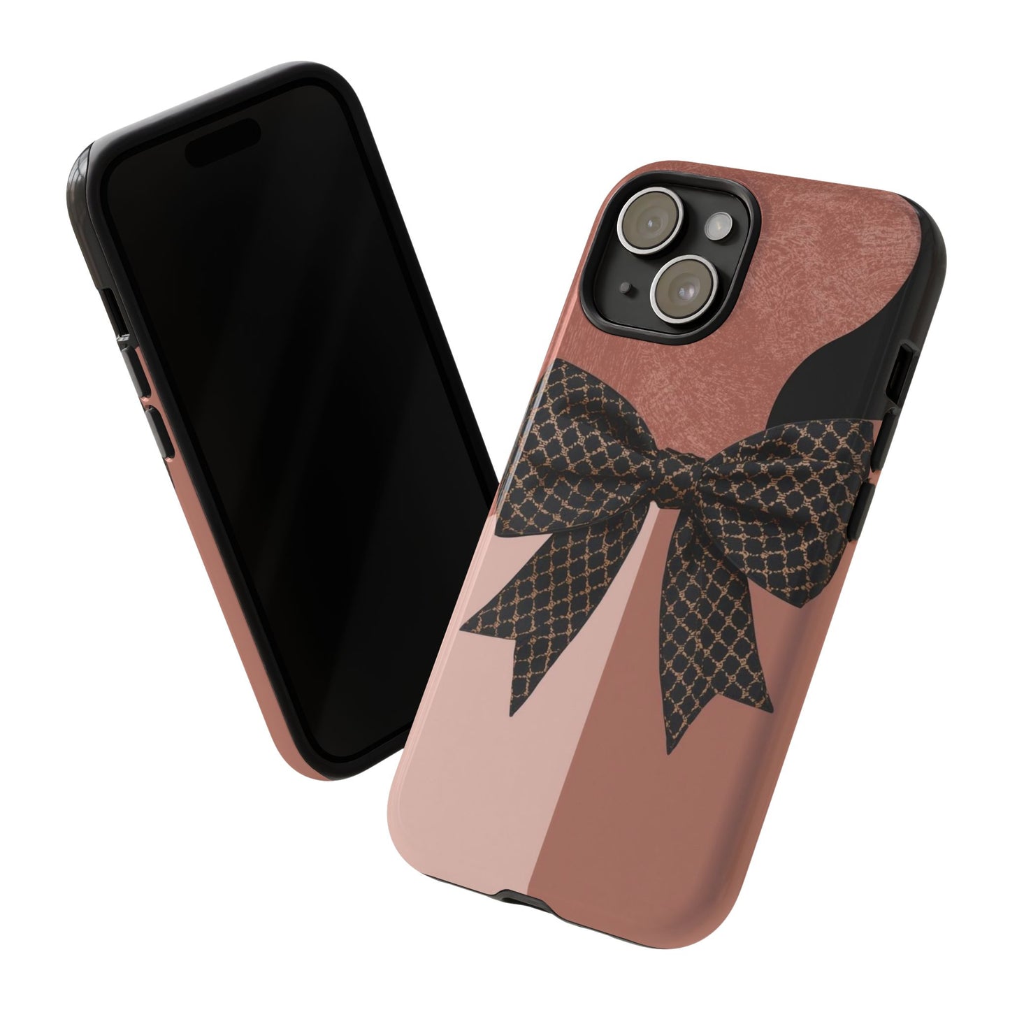 Bow Stripe Tough Phone Case – Pink Mauve Protective Cover