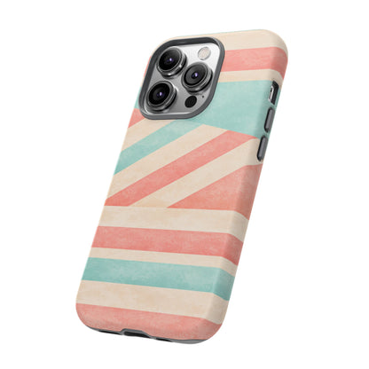 Pastel Stripes Tough Phone Case – Retro Coral & Teal Protective Cover