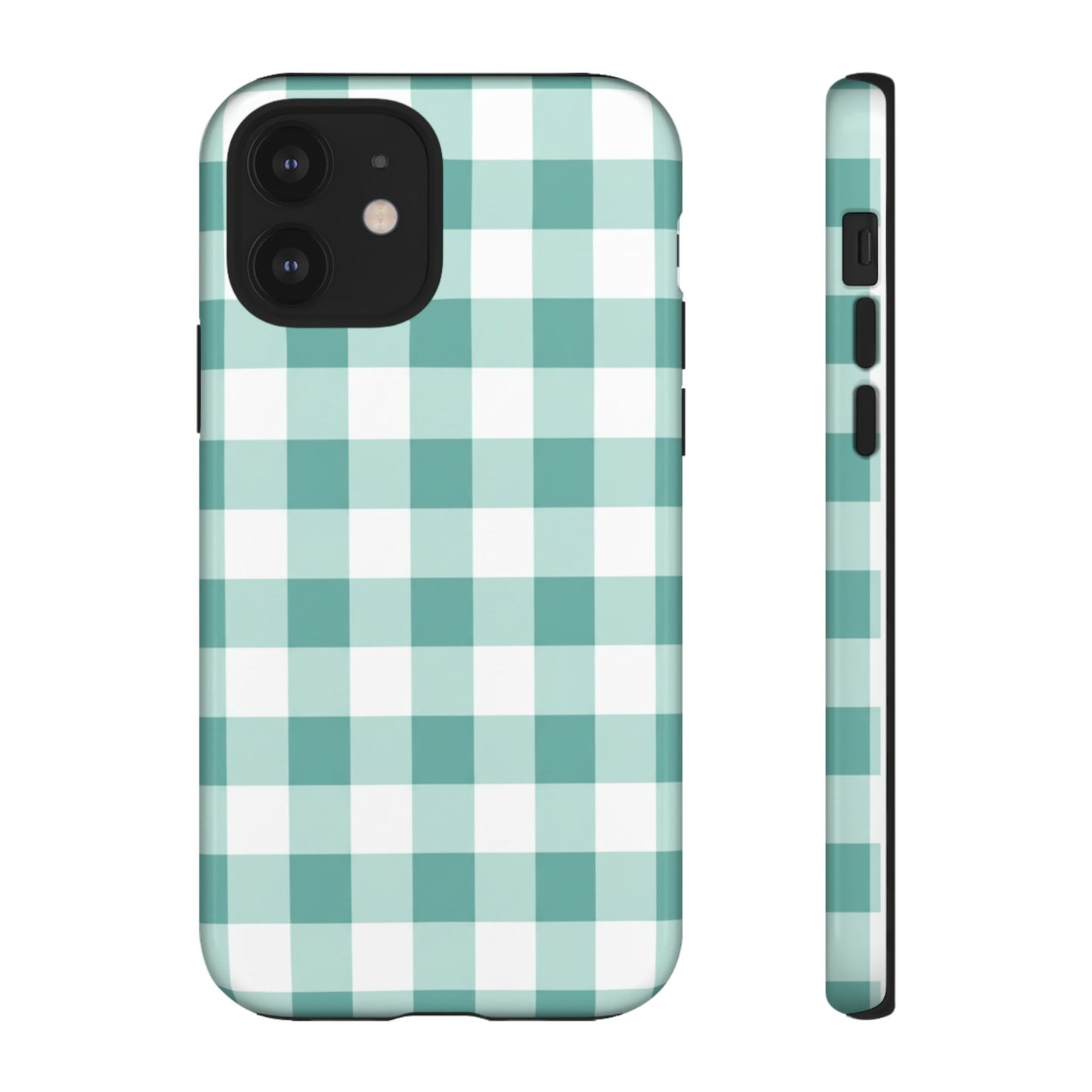 Mint Green Buffalo Check Tough Phone Case — Durable Plaid Protective Cover