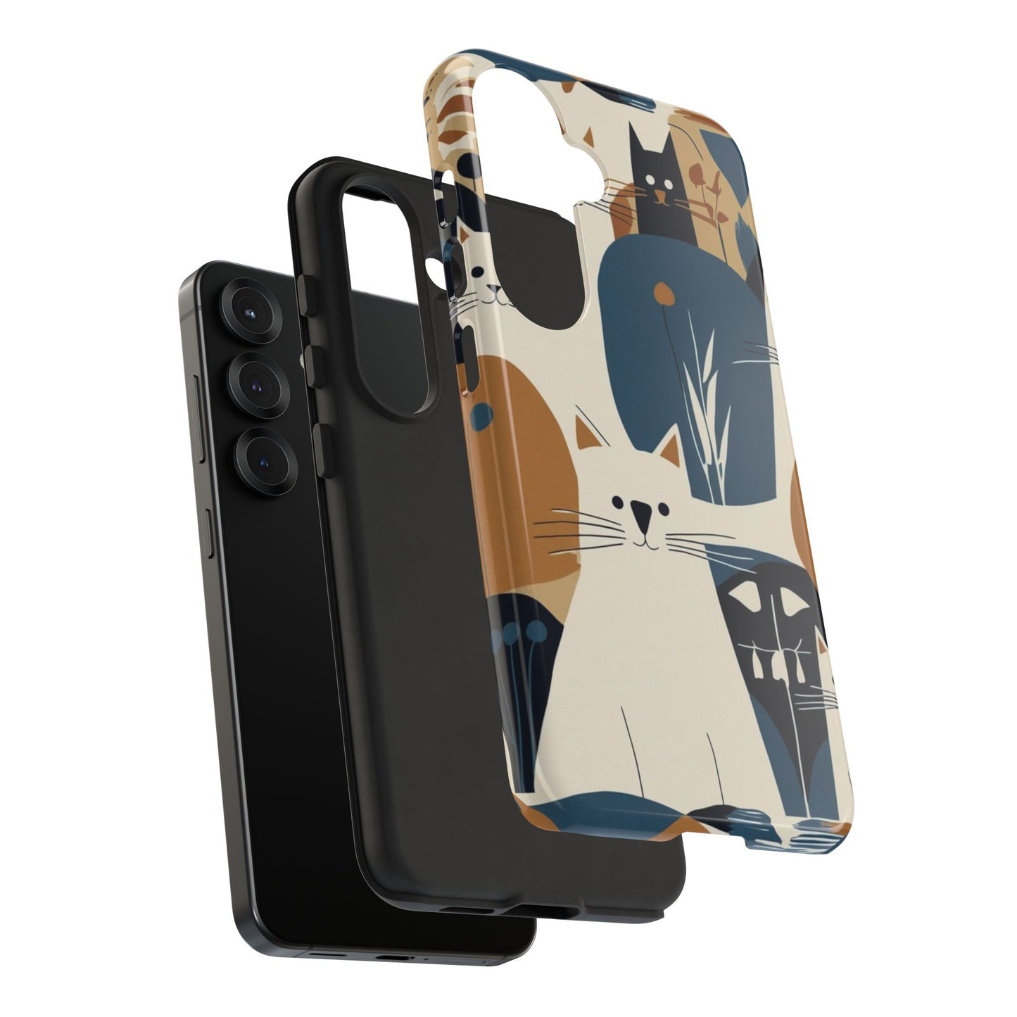 Cat Pattern Phone Case – Retro Abstract Cats Protective iPhone Cover