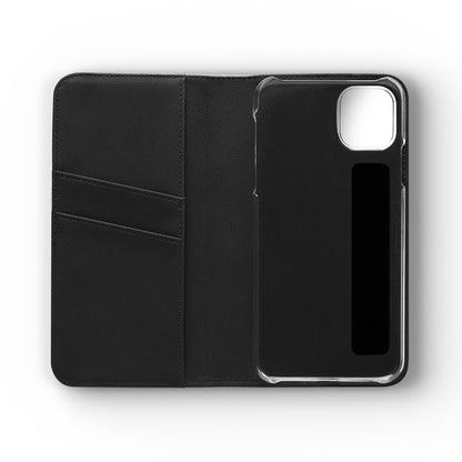 Checkered Flip Phone Case – Black & Cream Retro Grid Wallet Case